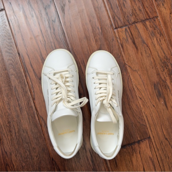 YSL. Saint Laurent Andy White Leather Sneakers - Picture 5 of 15